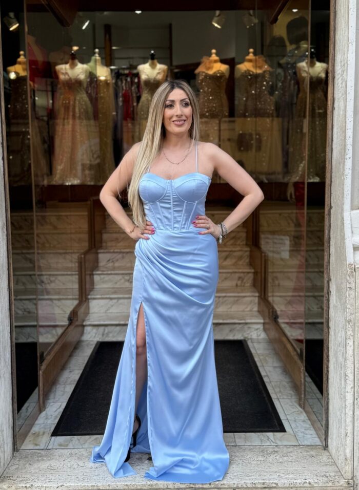 Abito da cerimonia Margherita celeste - immagine 2