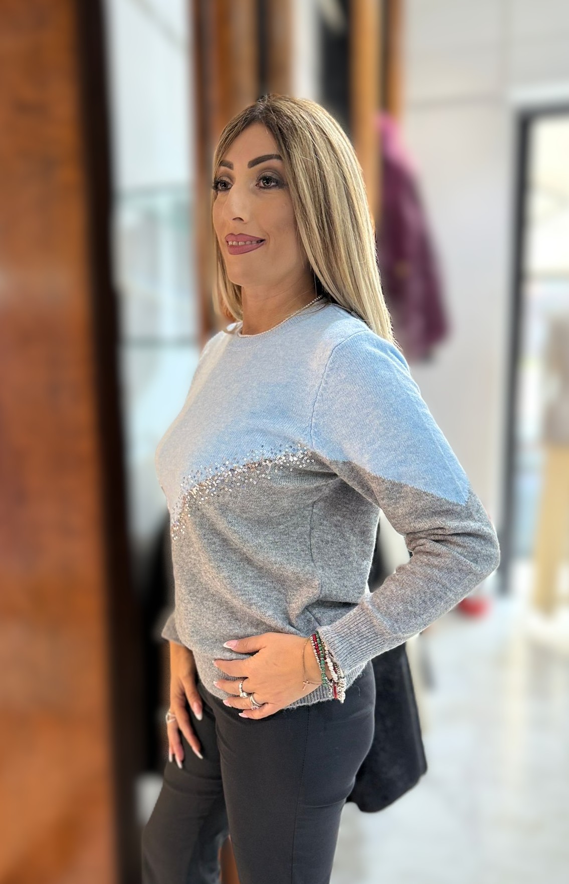 Maglia Linda Celeste e Grigia